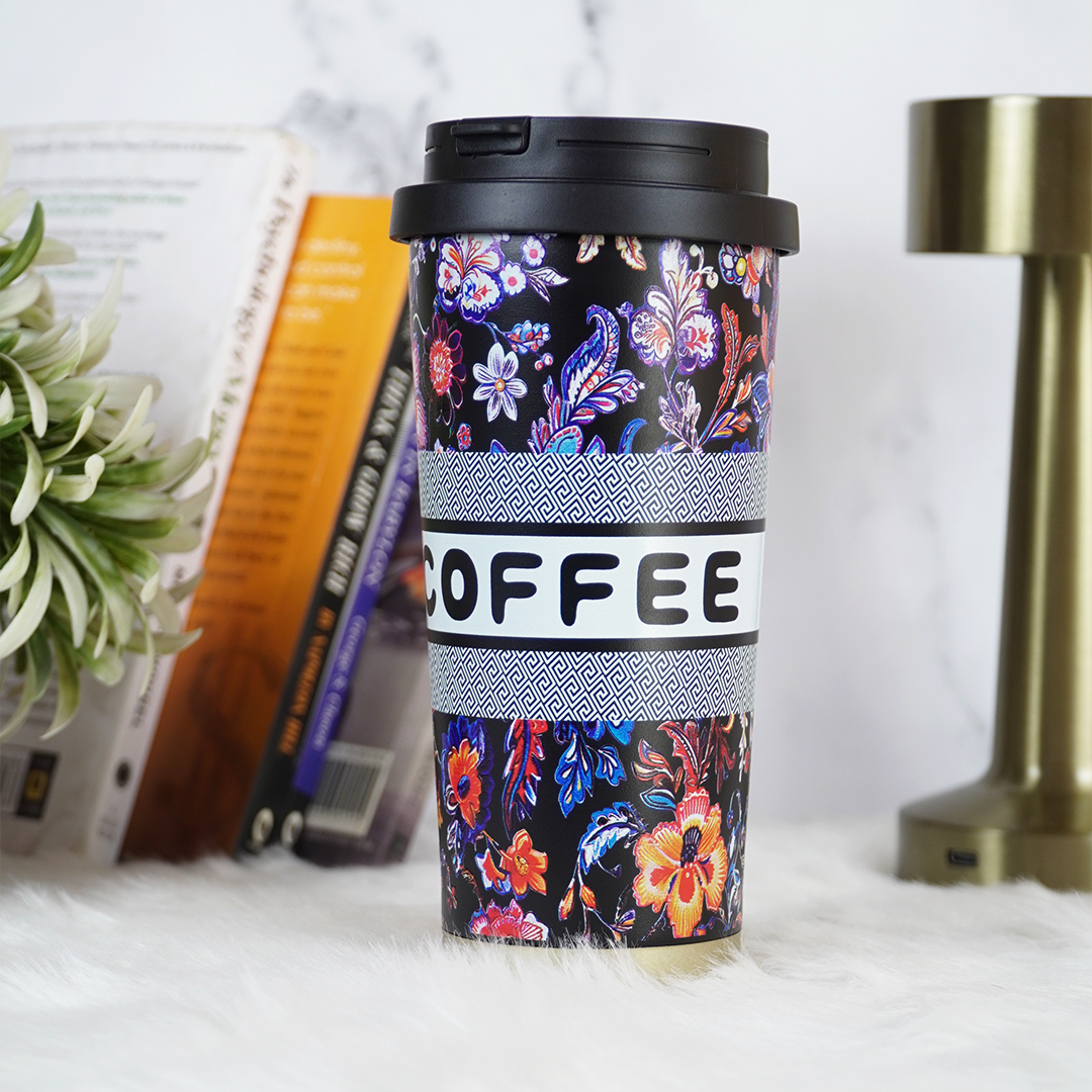 Floral Print Coffee Travel Tumbler