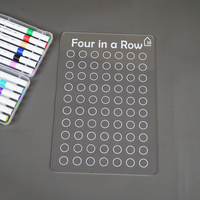 Reusable Four in a Row Game Board for Kids Learning Board with Pen Box & Cleaning Cloth