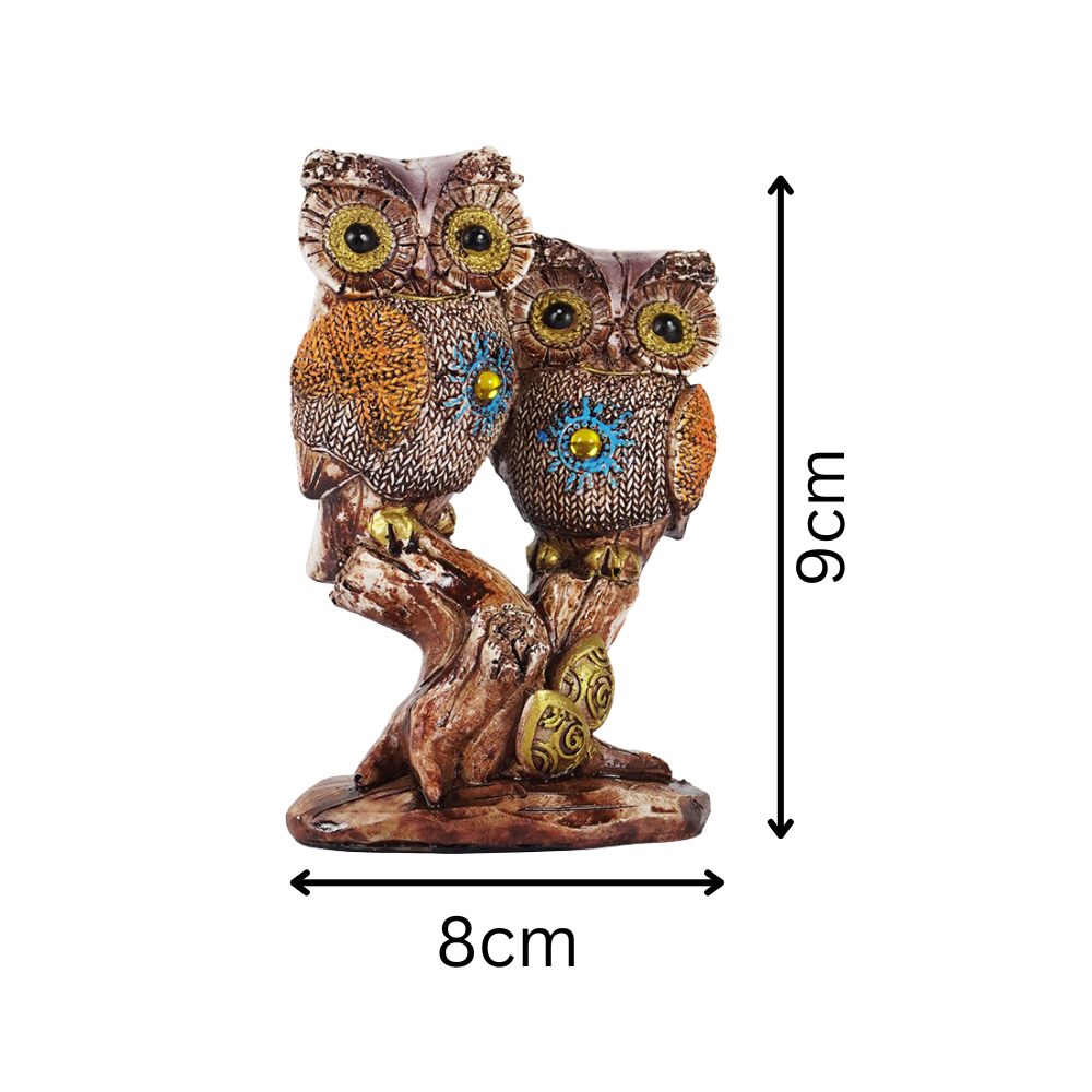 OwlBond™ Resin Decor Showpiece – Couple Owl Figurine on Tree