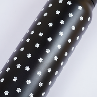 Black Paw Print Stainless Steel Water Bottle