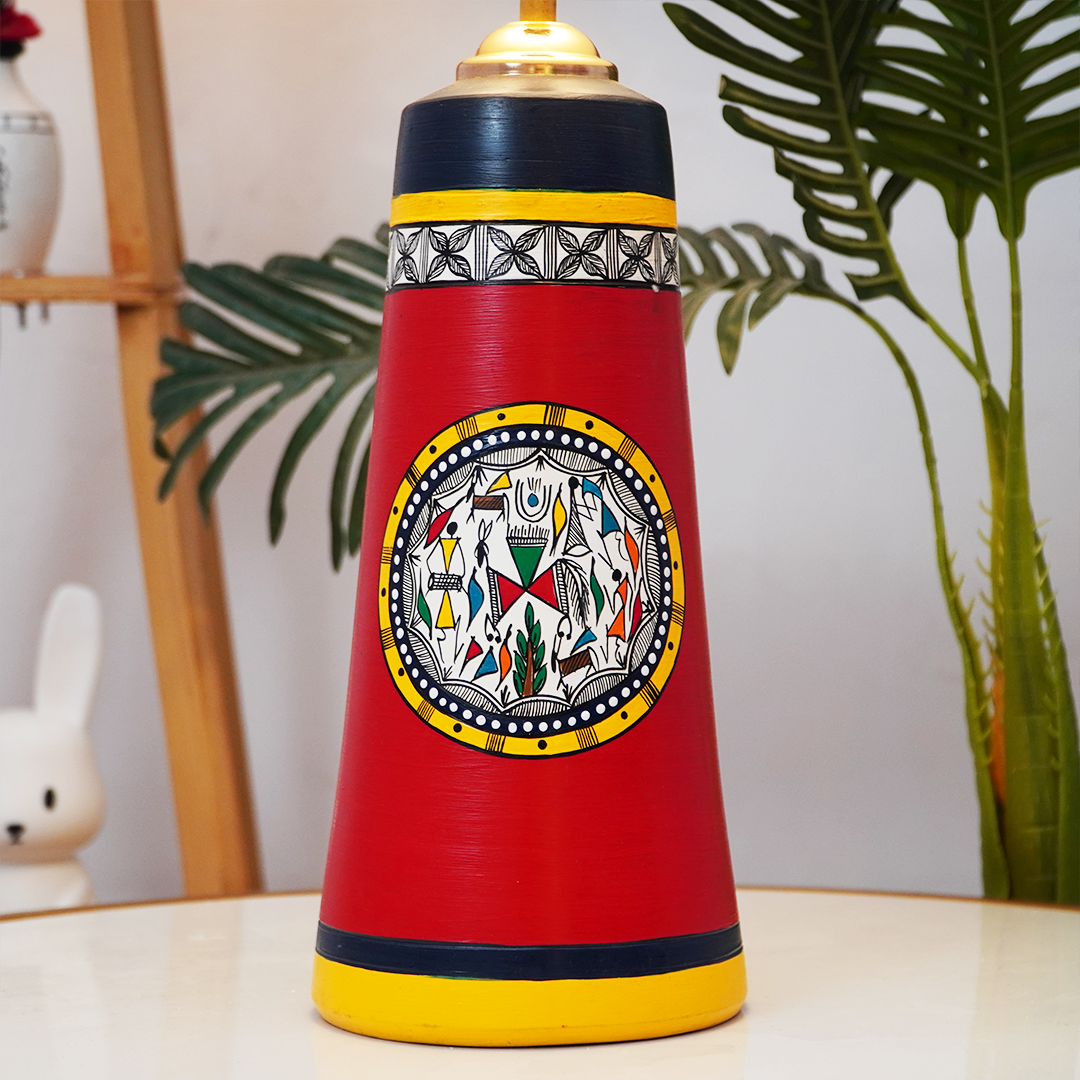 AuraNest Modern Tribal Lamp – Minimal Elegance with Cultural Charm