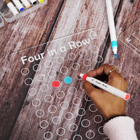 Reusable Four in a Row Game Board for Kids Learning Board with Pen Box & Cleaning Cloth