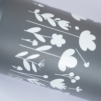 Matte Grey Floral Stainless Steel Water Bottle