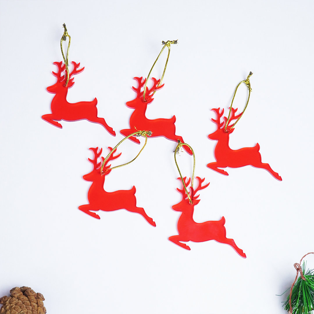 Red Deer designed Christmas Decoration Ornaments- Set of 6