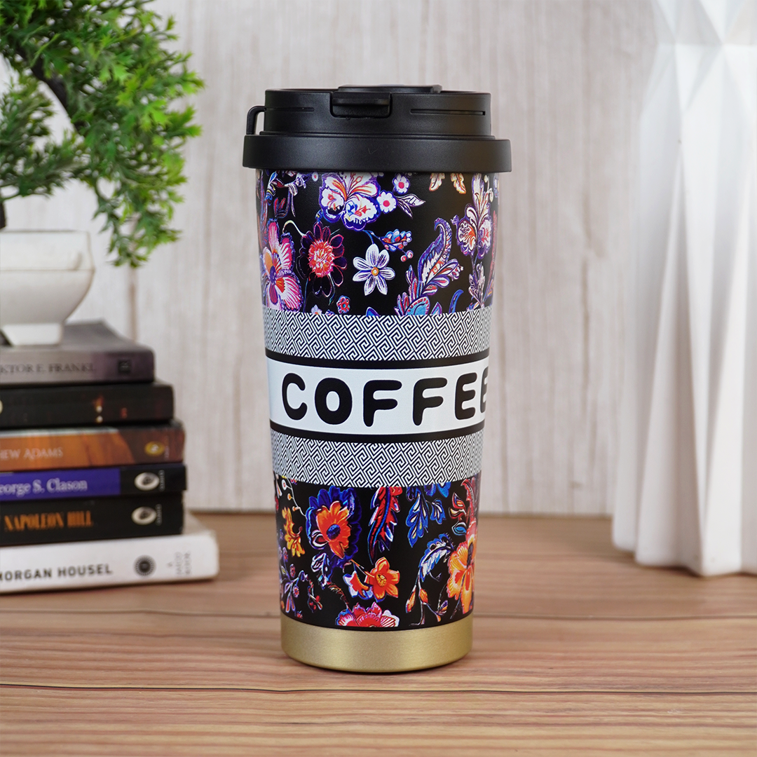 Floral Print Coffee Travel Tumbler