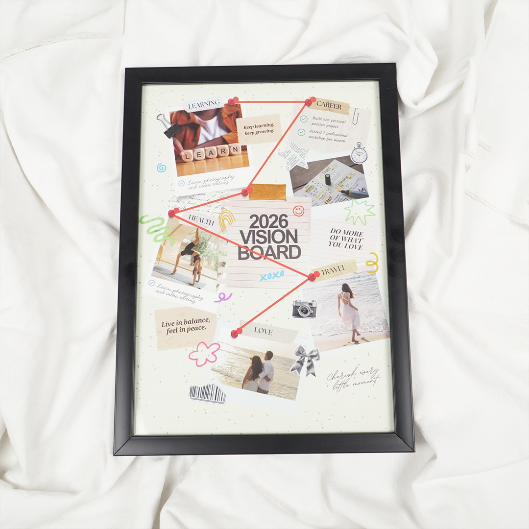 2026 Vision Board Frame | Motivational Goal Planner Wall Frame