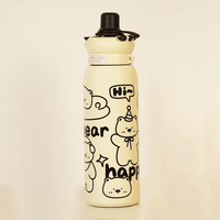 Happy Bear Stainless Steel Water Bottle - Memories InsiteHAPPY BLACK BEAR SHIPPER BOTTLE - 650 ML