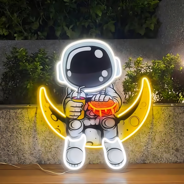 Astronaut Neon LED Wall Light – Space Neon Sign | Astronaut Moon Wall Décor