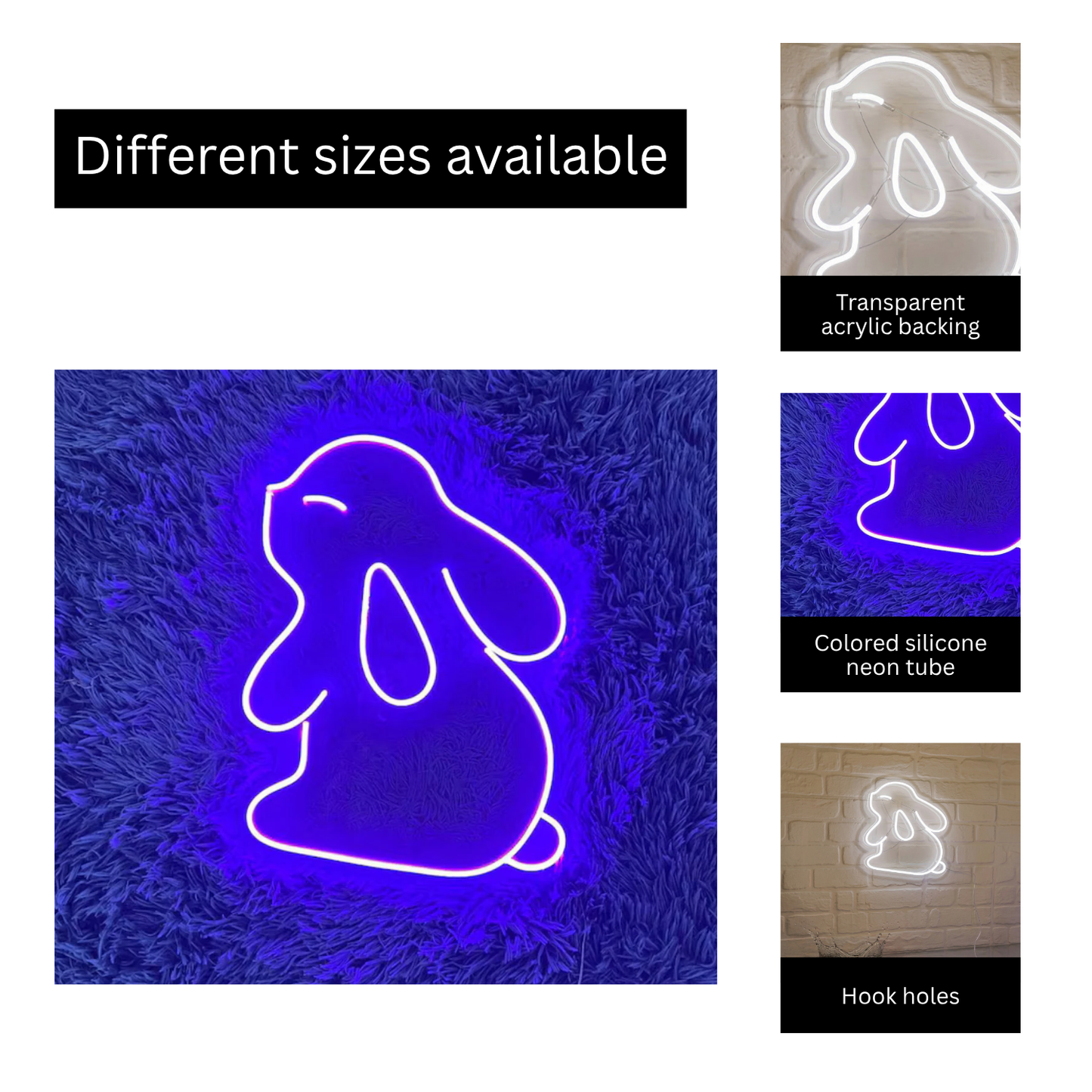 Cute Bunny Neon LED Light – Playful Wall Décor for Bedrooms & Kids’ Rooms