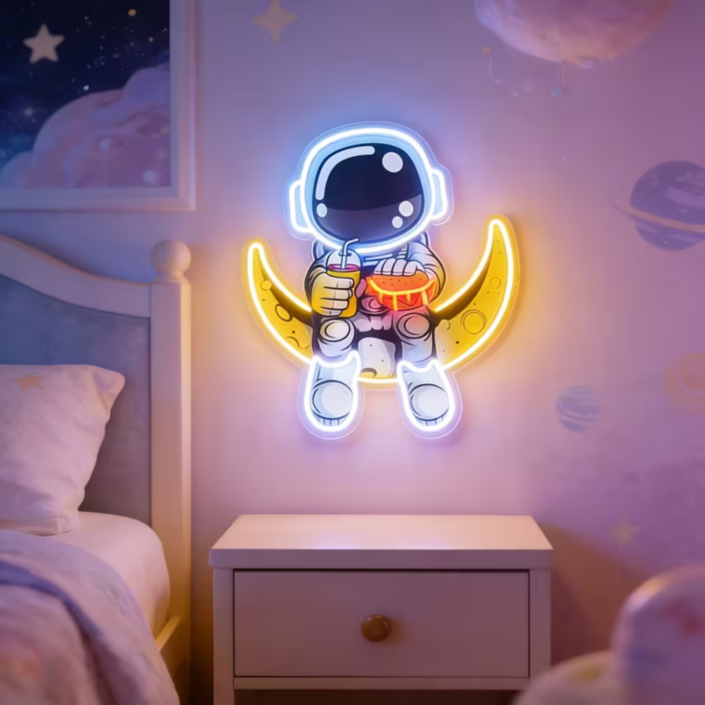 Astronaut Neon LED Wall Light – Space Neon Sign | Astronaut Moon Wall Décor