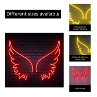 Angel Wings Neon LED Light – Vibrant Wall Décor for Bedrooms, Cafés & Creative Spaces