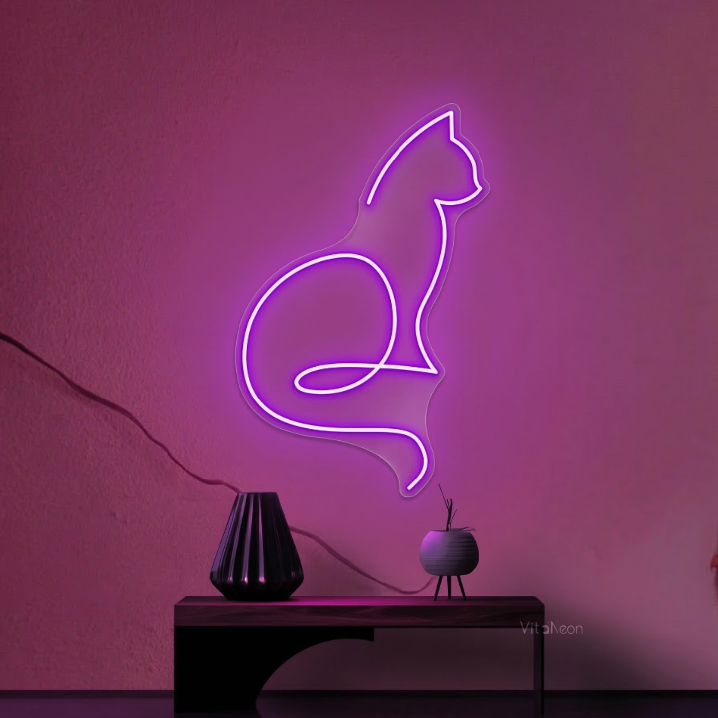 Cat Silhouette Neon Wall Light – Modern LED Glow for Home & Room Décor