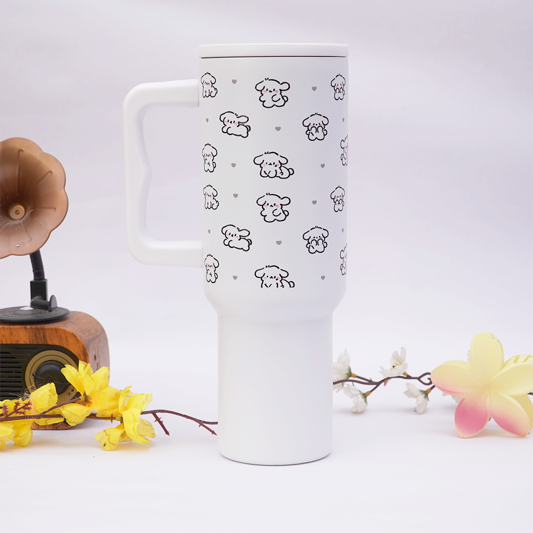 Cute Puppy Stainless Steel Travel Tumbler with Handle & Leakproof Lid | Double Wall Vacuum Insulated Coffee Mug (Copy)
