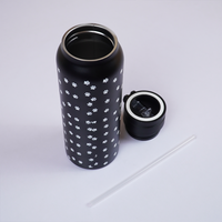 Black Paw Print Stainless Steel Water Bottle