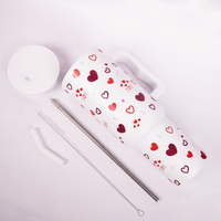 Red & Maroon Scattered Hearts Print TUMBLER