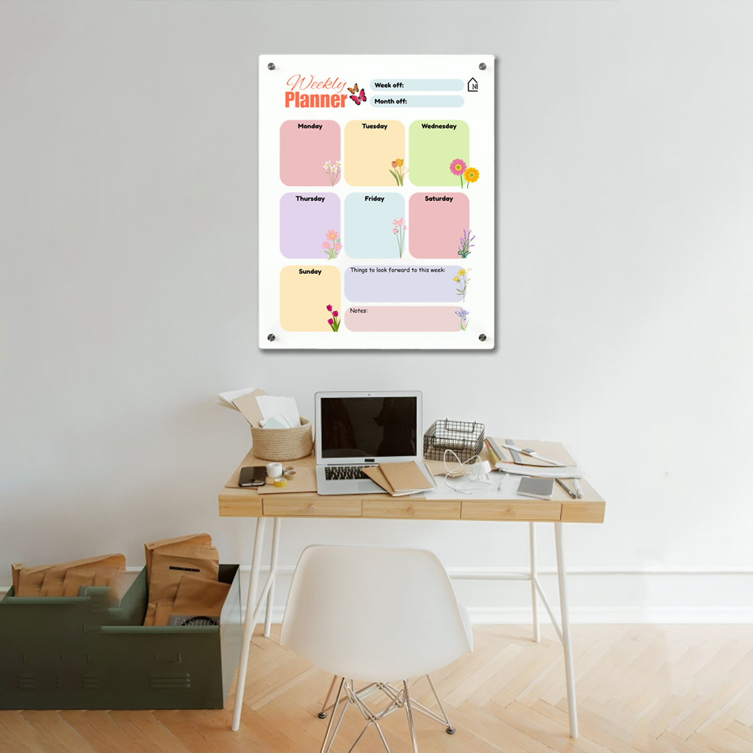 Weekly Acrylic Milky Wall Planner – Minimal & Functional Organizer