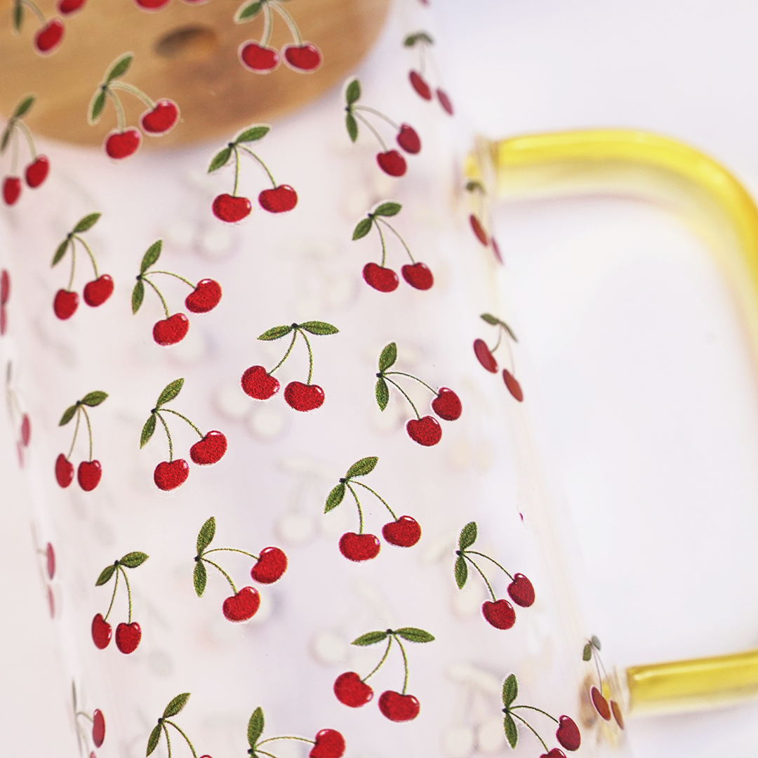 Set of 2 Sweet Hearts & Blooms Glass Tumbler Set