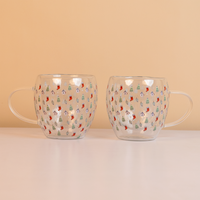Set-2 Christmas Tree & Stocking -Double Wall Glass Mug