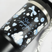 She Is Magic Printed Tumbler with Handle & Straw | Reusable Travel Cup | Stylish Everyday Drinkware