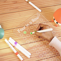 Reusable Four in a Row Game Board for Kids Learning Board with Pen Box & Cleaning Cloth