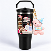Personalised Photo Collage Tumbler with Handle, Love Message & Decorative Charms