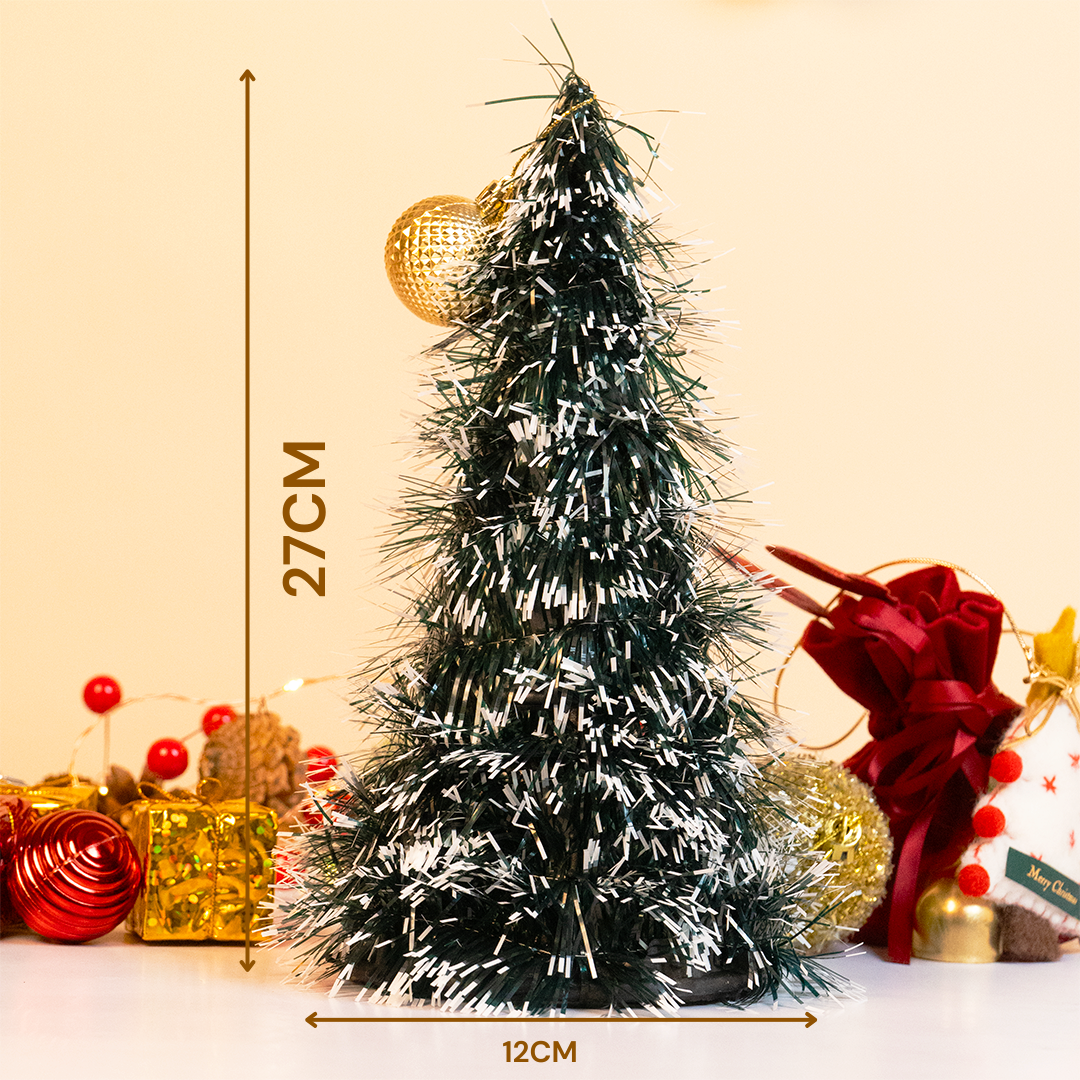 Mini Snowy Tinsel Christmas Tree