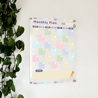 Colorful Acrylic Monthly Planner Board with Notes Section – Reusable Wall Calendar for Home & Office