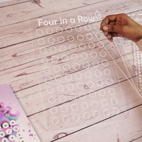 Reusable Four in a Row Game Board for Kids Learning Board with Pen Box & Cleaning Cloth