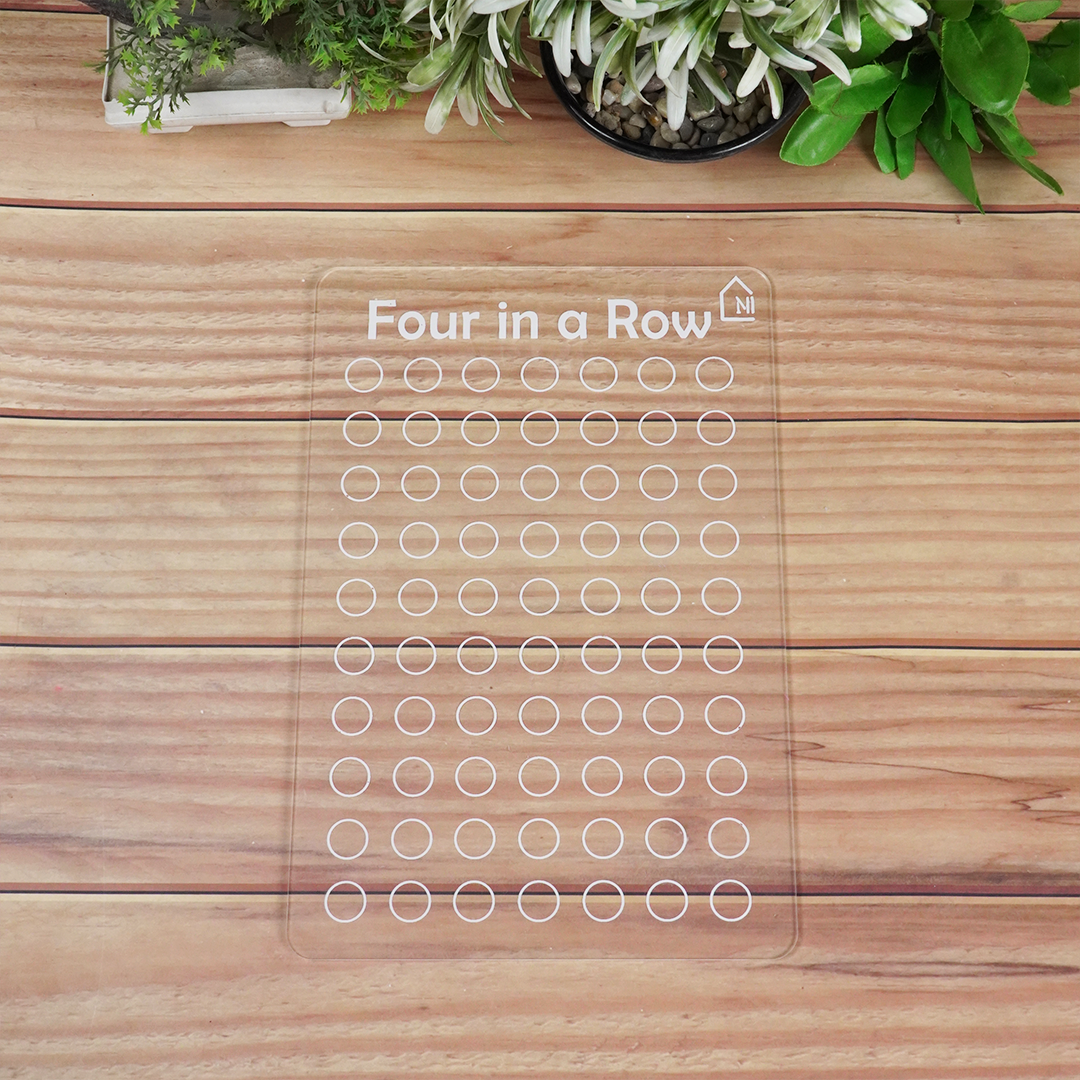 Reusable Four in a Row Game Board for Kids Learning Board with Pen Box & Cleaning Cloth