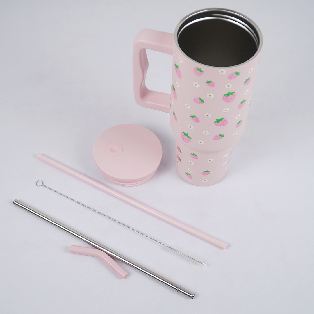 Pink Strawberry Daisy Tumbler
