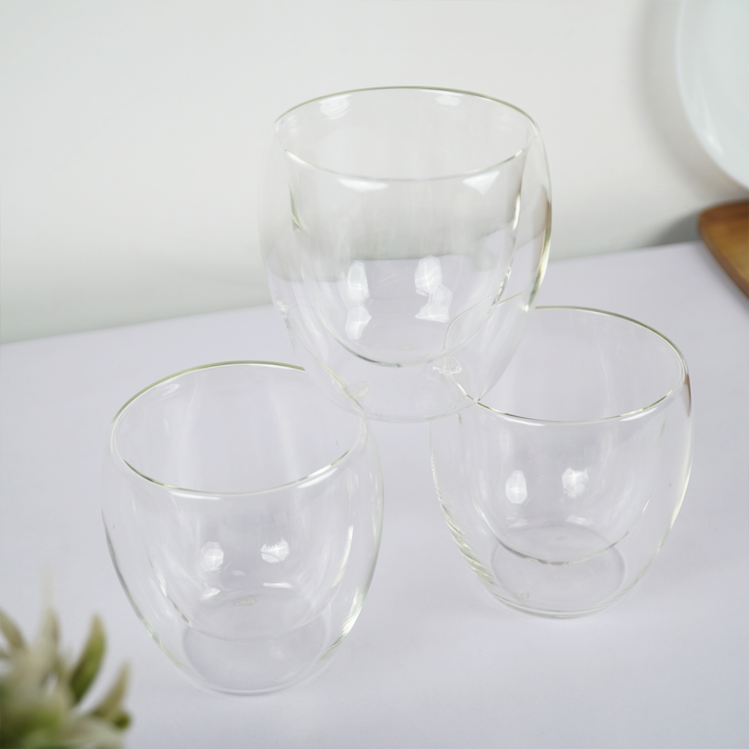 Double Wall Glass Cups | Heat Resistant Clear Glass for Coffee, Tea & Drinks