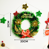 Festive Green Christmas Wreath with Golden Décor & Red Bow