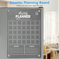 Minimal Acrylic Monthly Planner Board – Magnetic Fridge Organizer with Notes & Goals Section (Comes with Pen & Rag)