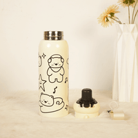 Happy Bear Stainless Steel Water Bottle - Memories InsiteHAPPY BLACK BEAR SHIPPER BOTTLE - 650 ML