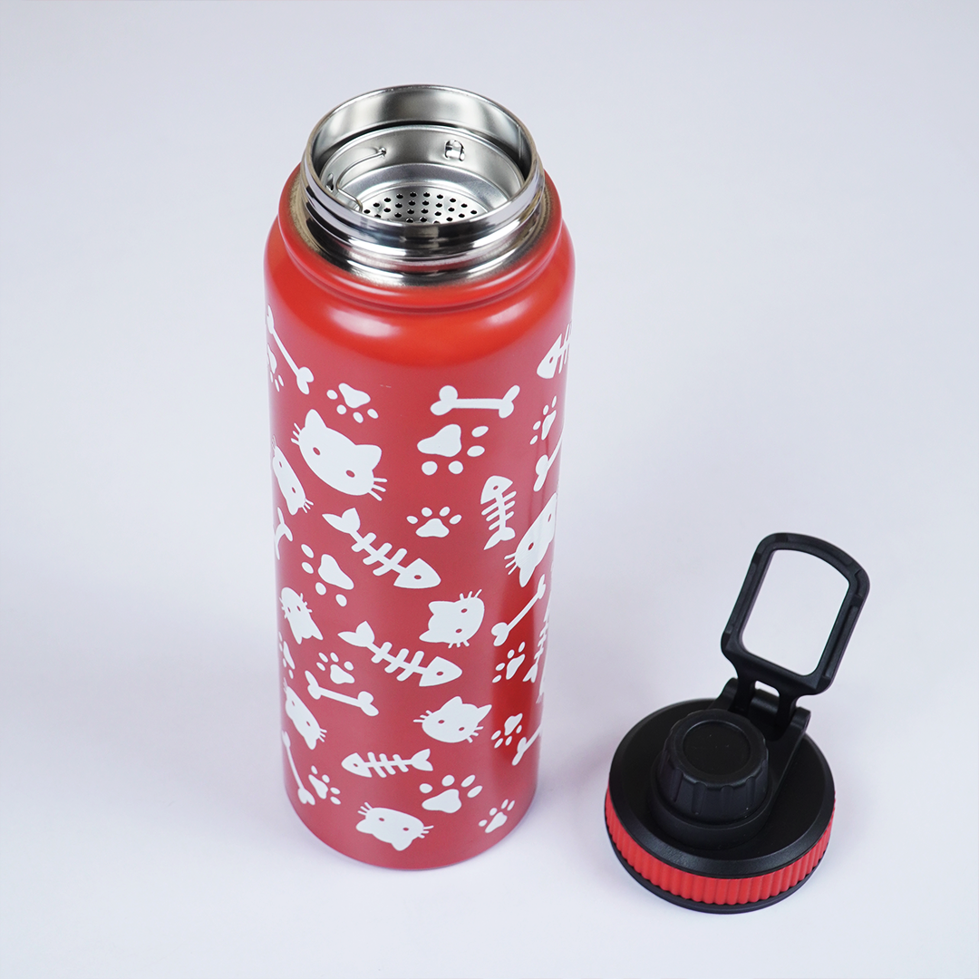 Cute Cat Print Stainless Steel Water Bottle