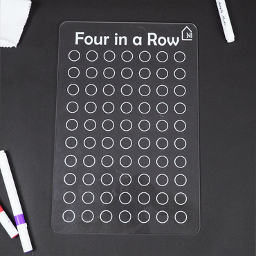 Reusable Four in a Row Game Board for Kids Learning Board with Pen Box & Cleaning Cloth