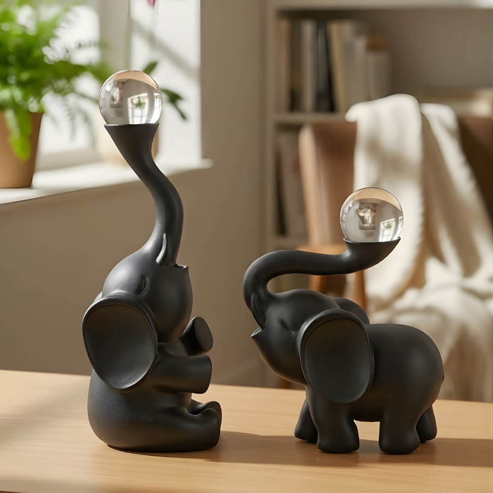 EleGlow™ Elephant Decor Showpiece – Modern Resin Art Sculpture with Light Accent set