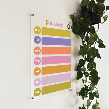 Colorful Acrylic Weekly Planner Board – Reusable Wall Organizer for Home, Office & Study