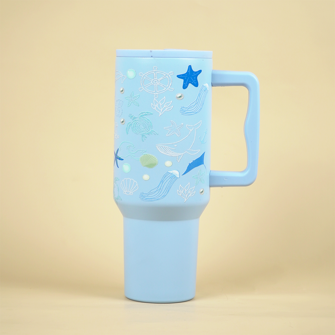 Aqua Marine Insulated Tumbler — Leakproof & Insulated (Sky Blue)