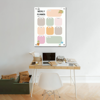Acrylic Milky Weekly Planner Board – Pastel Design with Notes & Reminder Section