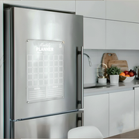 Minimal Acrylic Monthly Planner Board – Magnetic Fridge Organizer with Notes & Goals Section (Comes with Pen & Rag)