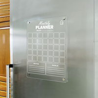 Minimal Acrylic Monthly Planner Board – Magnetic Fridge Organizer with Notes & Goals Section (Comes with Pen & Rag)