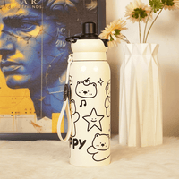 Happy Bear Stainless Steel Water Bottle - Memories InsiteHAPPY BLACK BEAR SHIPPER BOTTLE - 650 ML