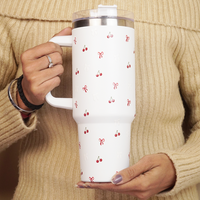 Cherry Daze Insulated Travel Tumbler with Handle & Lid with straw