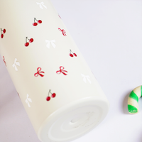 Cherry Charm Water Bottle – Stay Fresh in Style-White