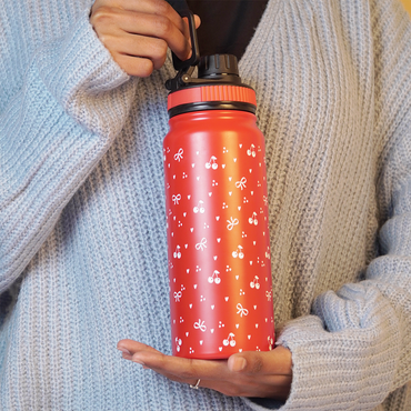 Cherry Print Stainless Steel Water Bottle