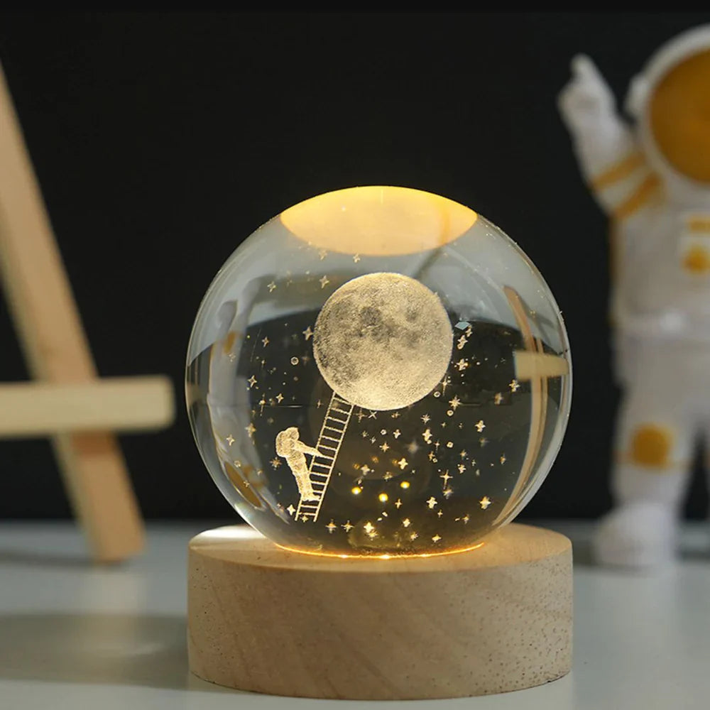 3D Crystal Ball Nightlight Decolamp Solar System Model Decor Science Astronomy Universe Cool Desk Present Space Gifts Decor,