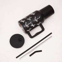 Bow Print Travel Tumbler with Handle | Insulated Coffee Mug with Lid | Reusable Water Cup