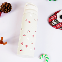 Cherry Charm Water Bottle – Stay Fresh in Style-White