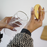 Clear Glass Tumbler with Bamboo Lid & Reusable Glass Straw